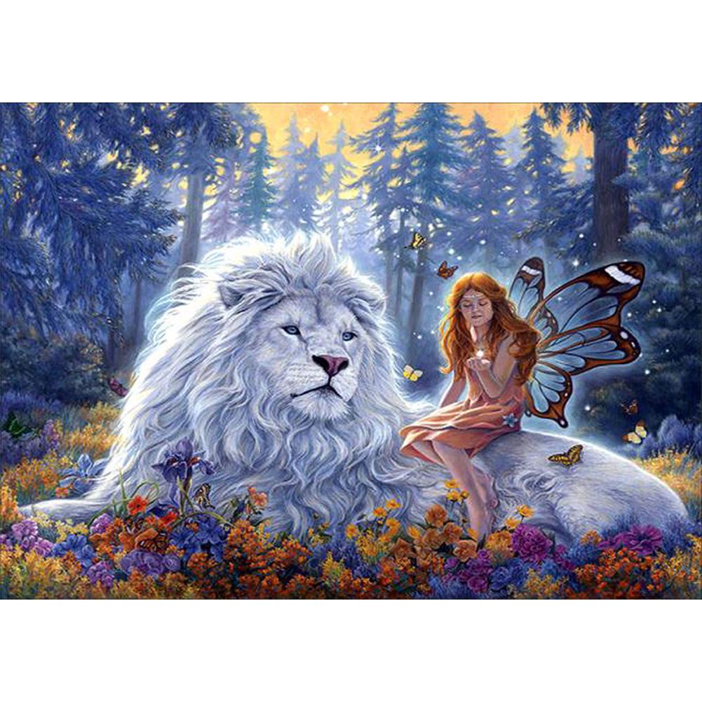 

40*30CM-Round Drill Diamond Painting-Fairy Lion, 501 Original