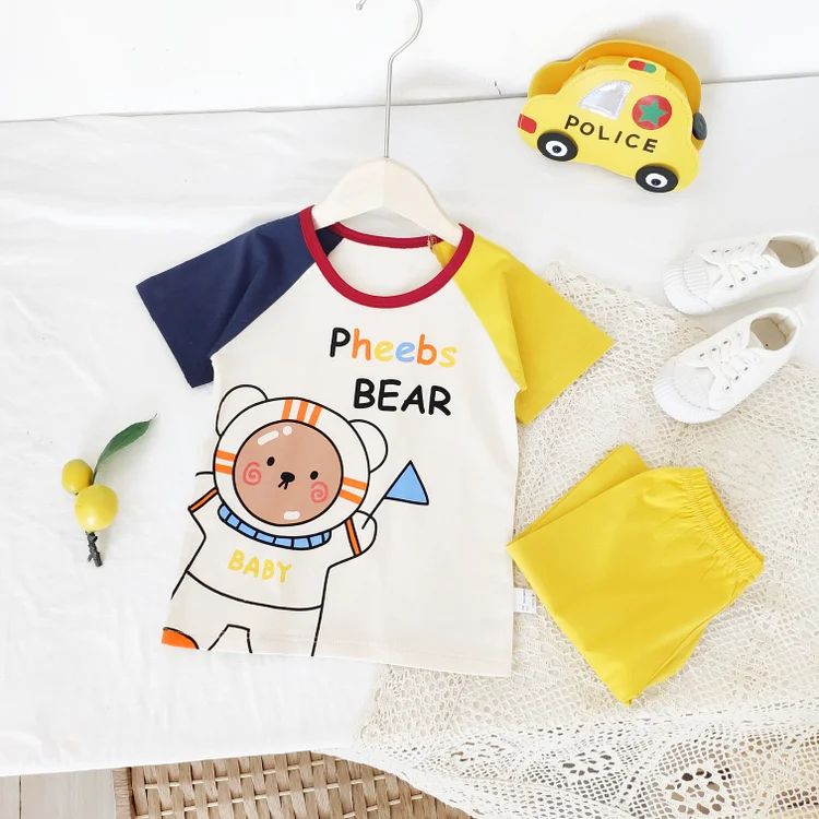Baby Bear Color Block Tee & Shorts Set