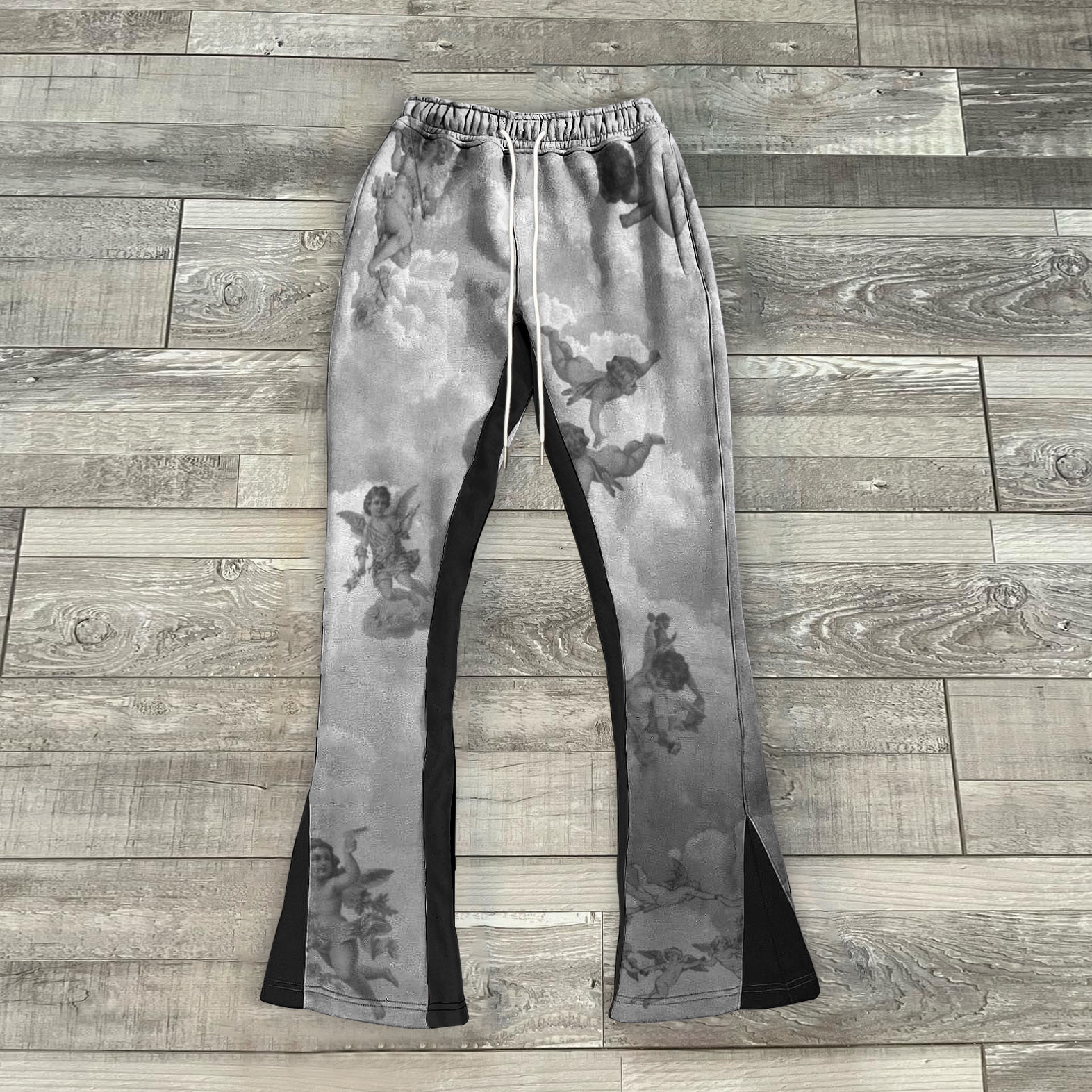 Retro Angel Street Style Print Casual Colorblock Flared Pants
