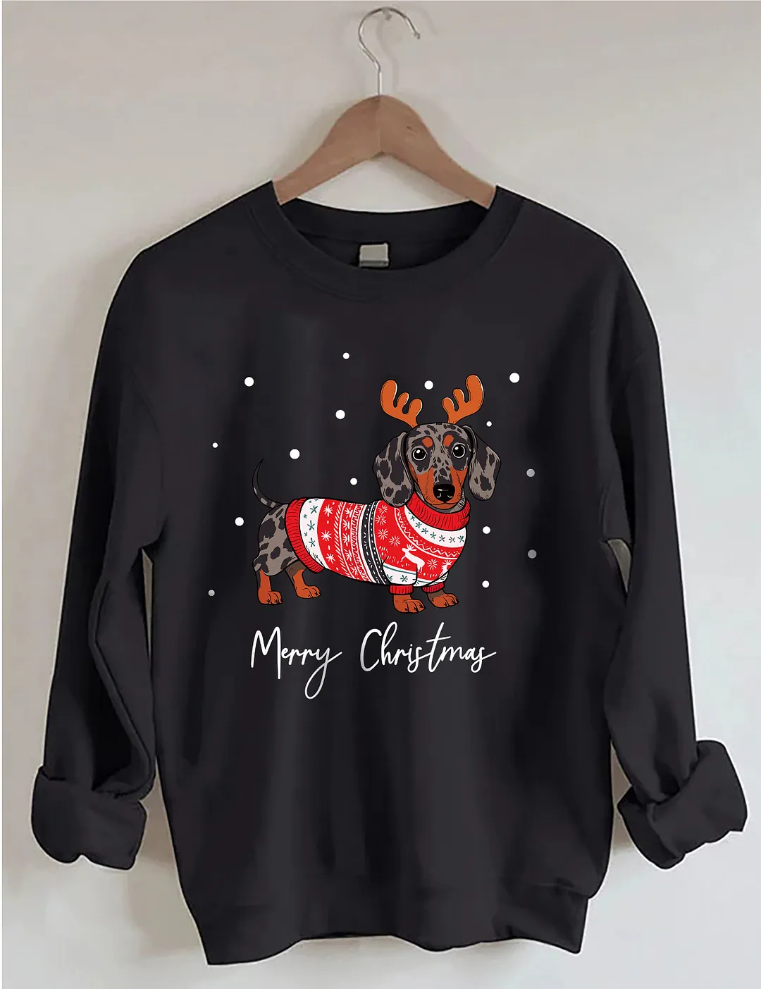Dapple Dachshund Merry Christmas Holiday Sweatshirt