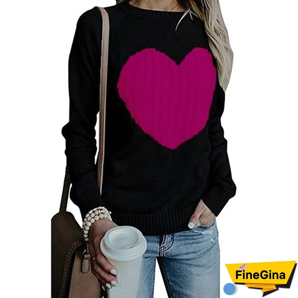 Oversized Sweaters For Women Fashion Autumn Winter Warm Women'S Jumper Loose Love Pattern Sweater Knitted Pullover Female