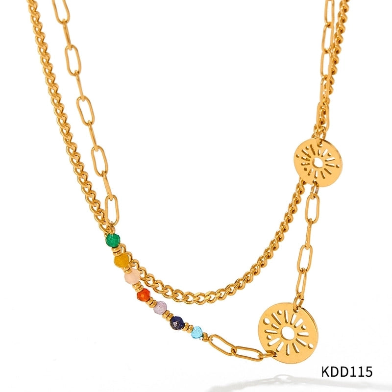 Retro Flower 304 Stainless Steel Artificial Crystal 16K Gold Plated White Gold Plated Gold Plated Inlay Stainless Steel Jewelry Sets