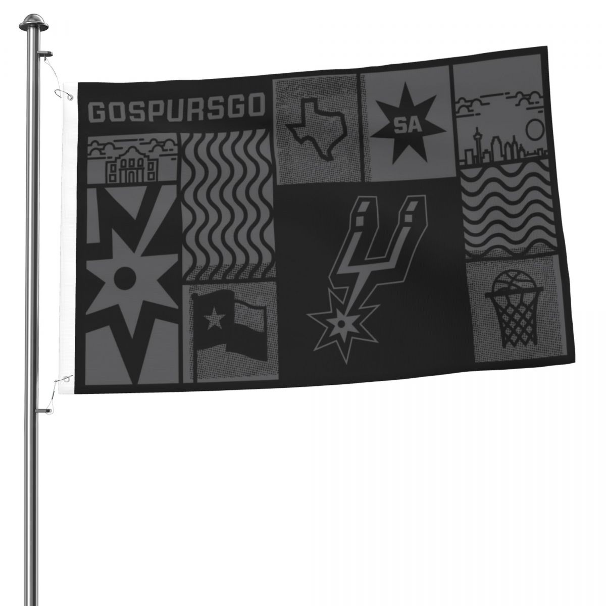 San Antonio Spurs Monochrome Logo 2x3FT Flag
