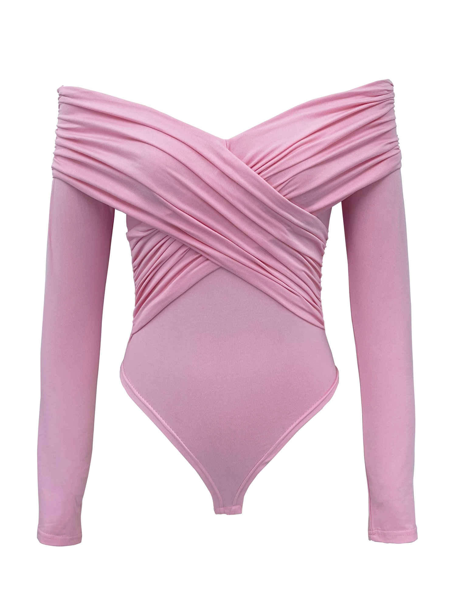 Ootddress White See-Through Patchwork Jumpsuit For Women Pleated Slim Sexy High Waist Long Sleeve Off-Shoulder Rompers Streetwear