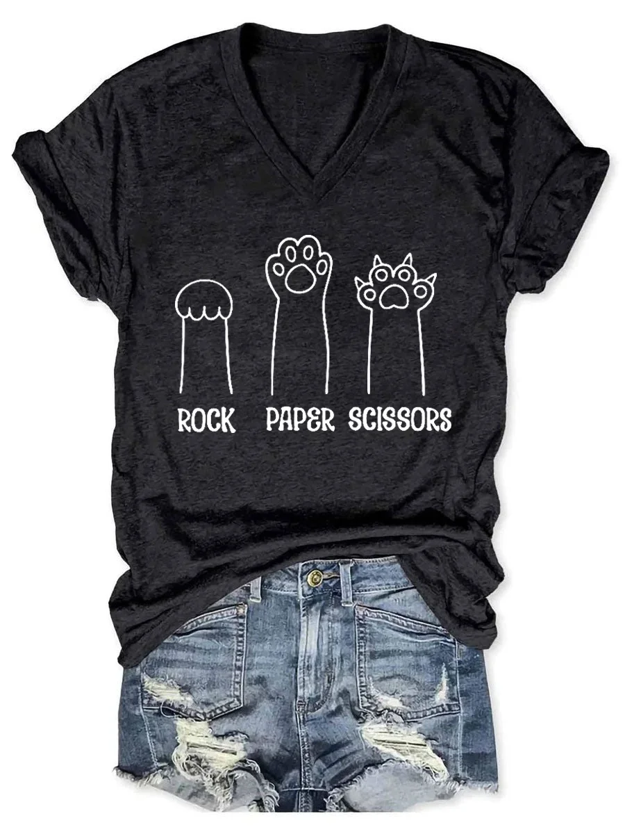 Rock Paper Scissors V-neck T-shirt