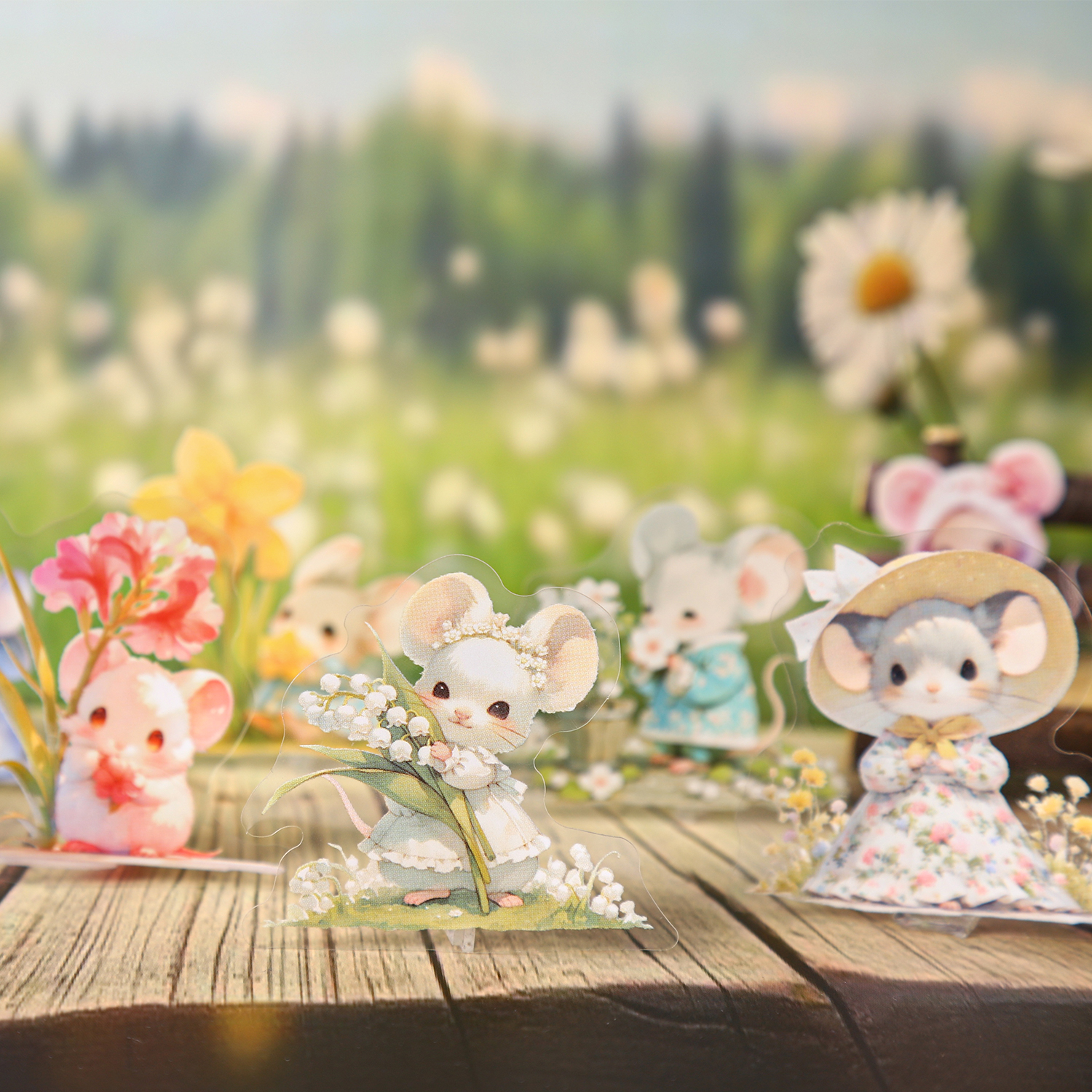 PET 스티커 - 지지의 작은 일기 시리즈 귀여운 동물 꽃