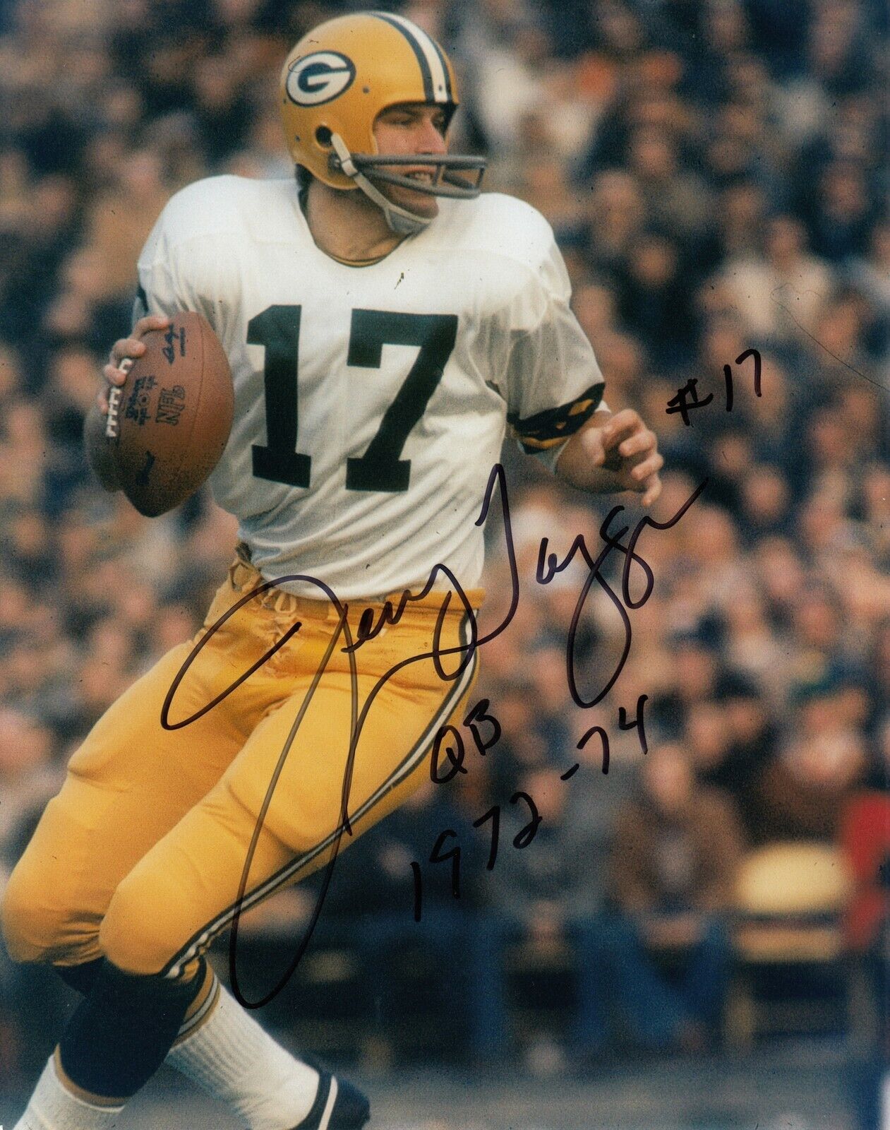 Jerry Tagge #1 8x10 Signed w/ COA Green Bay Packers 031719