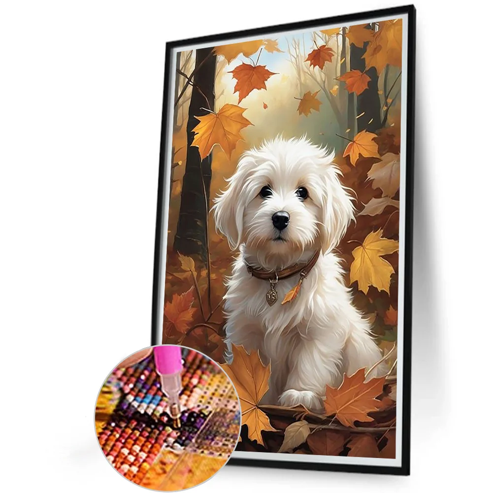Diamond Painting - Full Round Drill - Deciduous Puppy(Canvas|40*60cm)