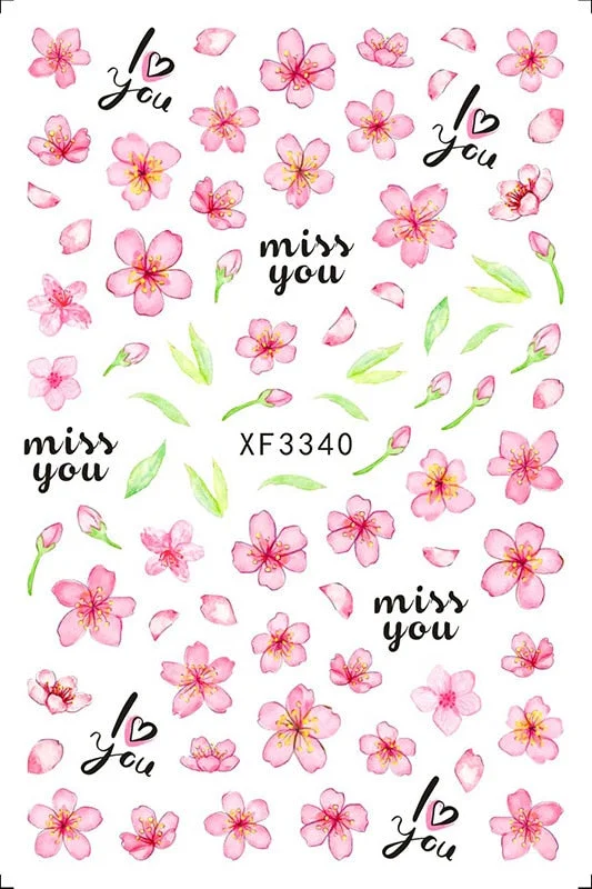 3D Nail Sticker Flowers Leaves Abstract Floral Decals And Sticker Nail Foils Slider Nail Art Decals Manicure Nails Accesories-Nail Inspo