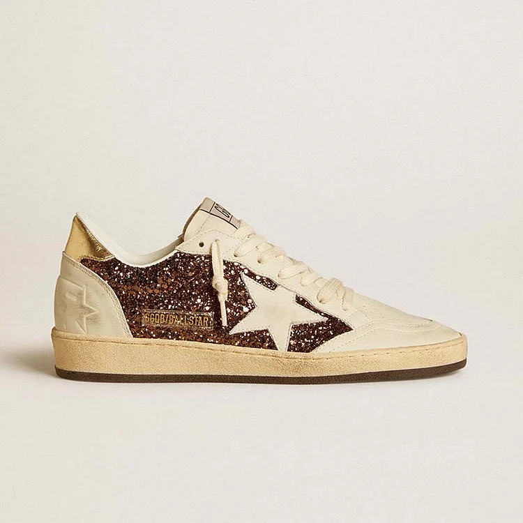 Golden Goose Ball Star de purpurina con estrella de cuero y refuerzo del talón de cuero laminado