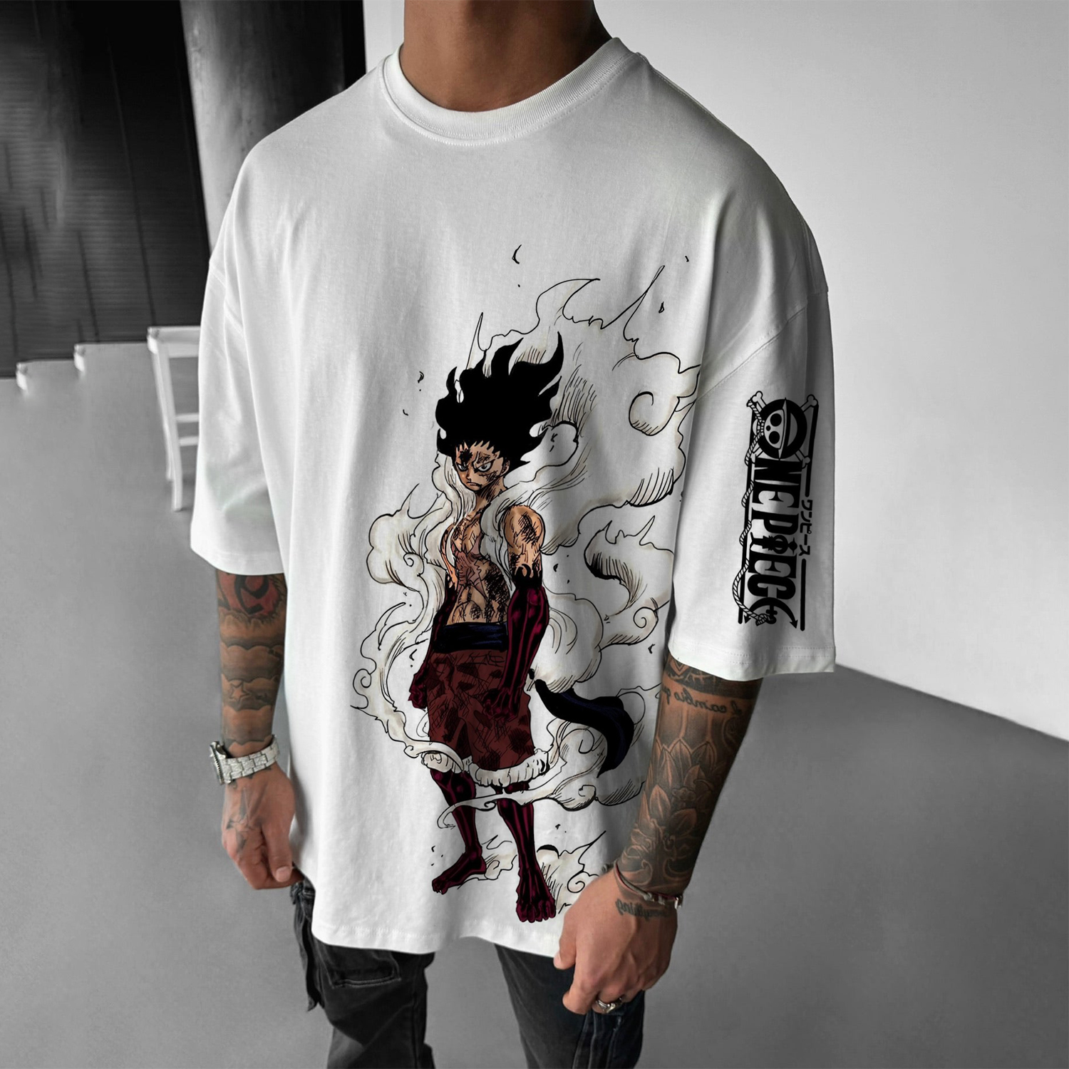  Holographic Anime Character Graphic T-Shirt for Men