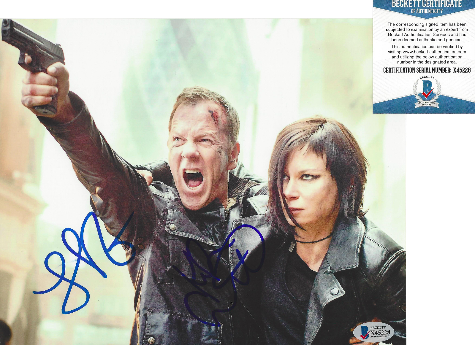 KIEFER SUTHERLAND - MARY LYNN RAJSKUB SIGNED 24 8x10 Photo Poster painting PROOF BECKETT COA BAS