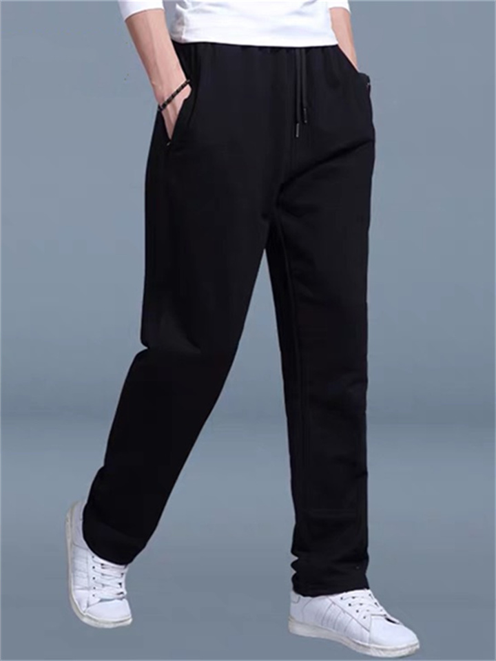 Men's Sweatpants Casual Pants Drawstring Elastic Waist Straight Leg Plain Outdoor Going out Fashion Streetwear Black Royal Blue Micro-elastic