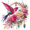 Diamond Painting Acrylic Hummingbird Flowers Window Hanging Pendant for Home Decor