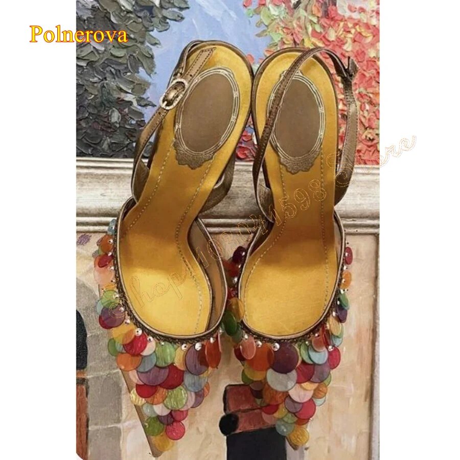 VCshoes Scale Pointed Toe Sandals Stiletto Buckle Women Shoes Wedding Party HIgh Heels Plus Size Zapatos Para Mujere