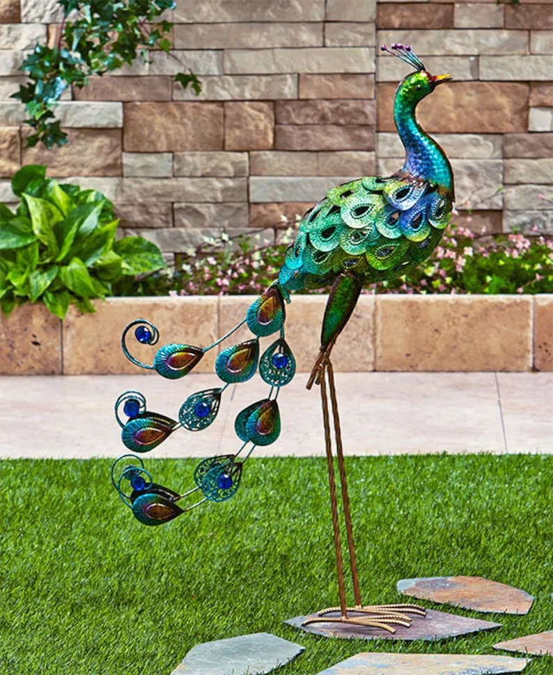 Colorful Metallic Bird Decor