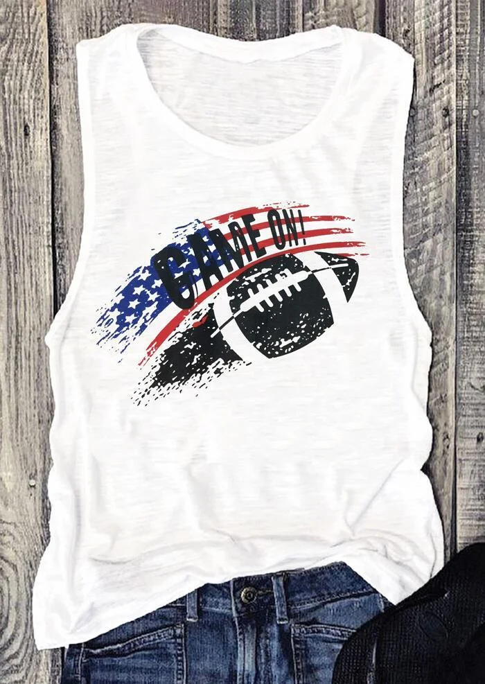 Game On American Flag Tank - White