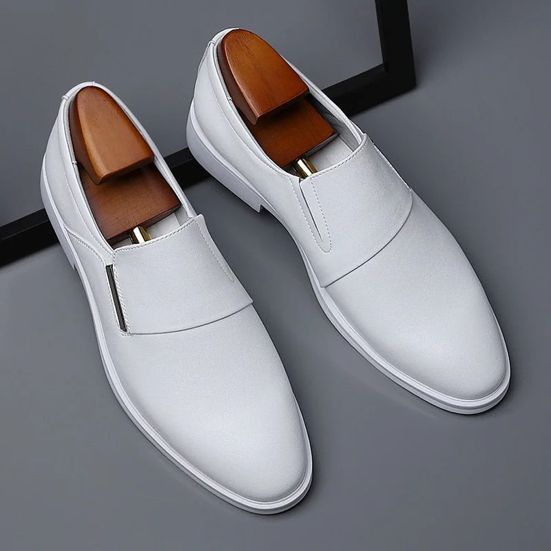 White Leather Shoes Men&#39;s Leather Spring Breathable 2022 New Formal Business Derby Shoes Man Casual English Shoes for Men