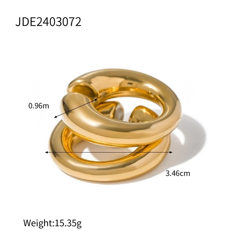 1 Pair Vacation Minimalist IG Style C Shape Solid Color Asymmetrical 304 Stainless Steel 18K Gold Plated Ear Cuffs