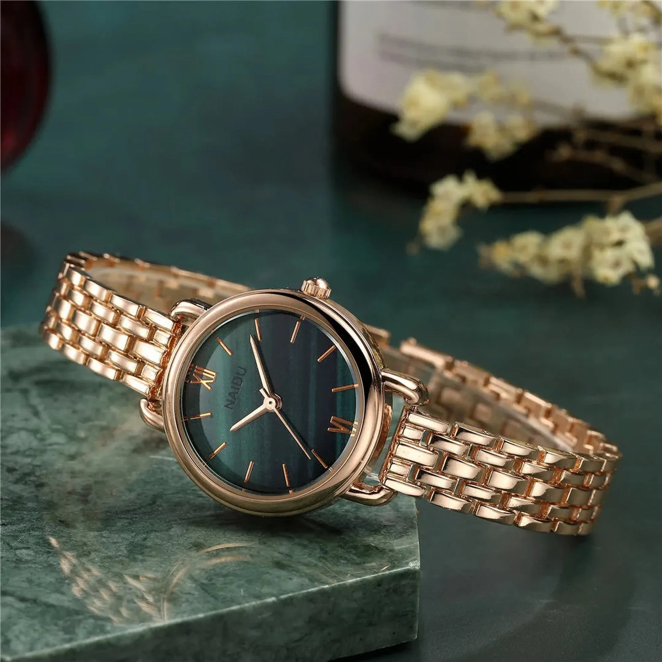 Women's Siena Marble Dial Watch &ndash; Stainless Steel Quartz Timepiece