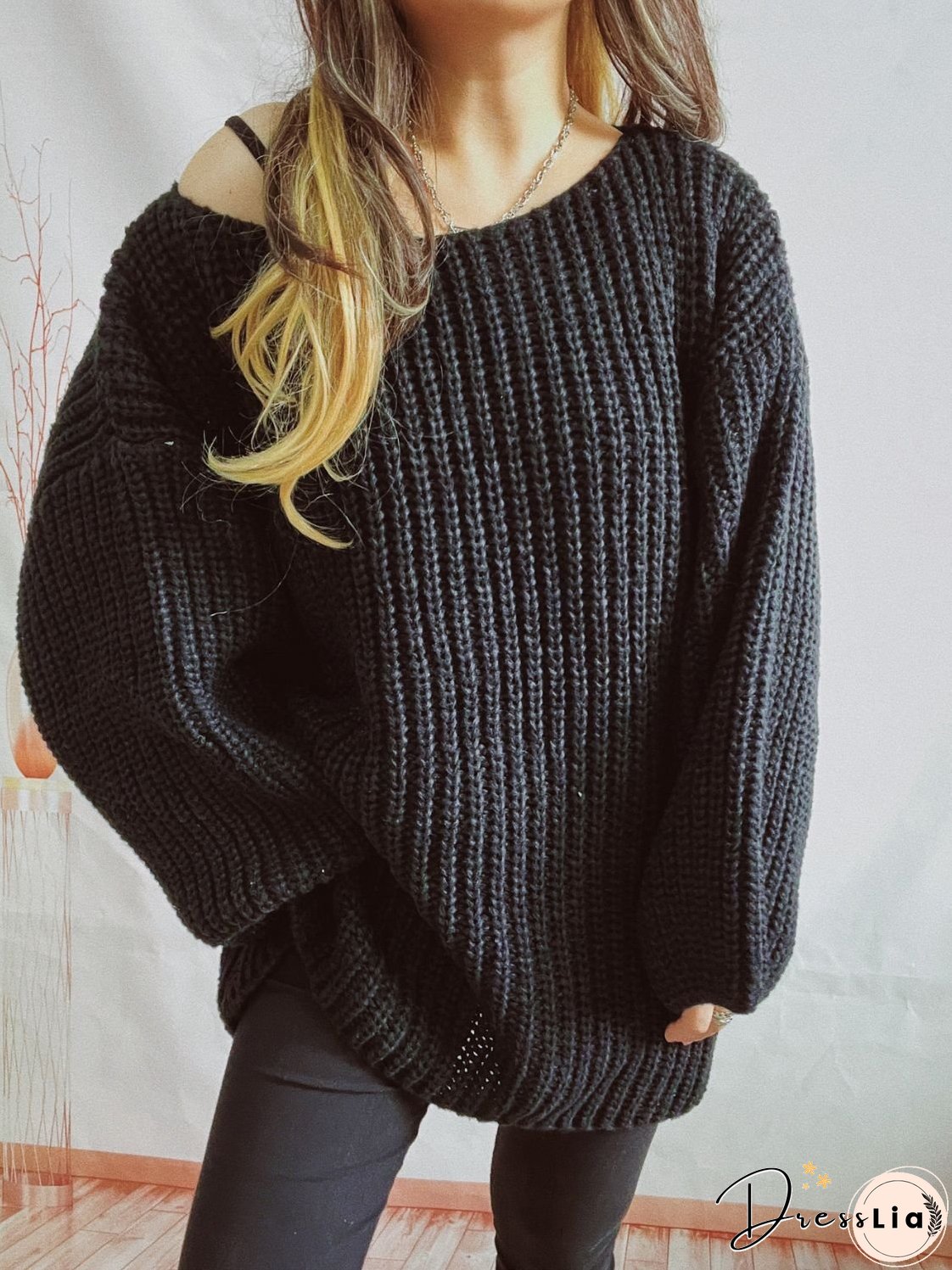 Boat Neck Long Sleeve Sweater with Belt