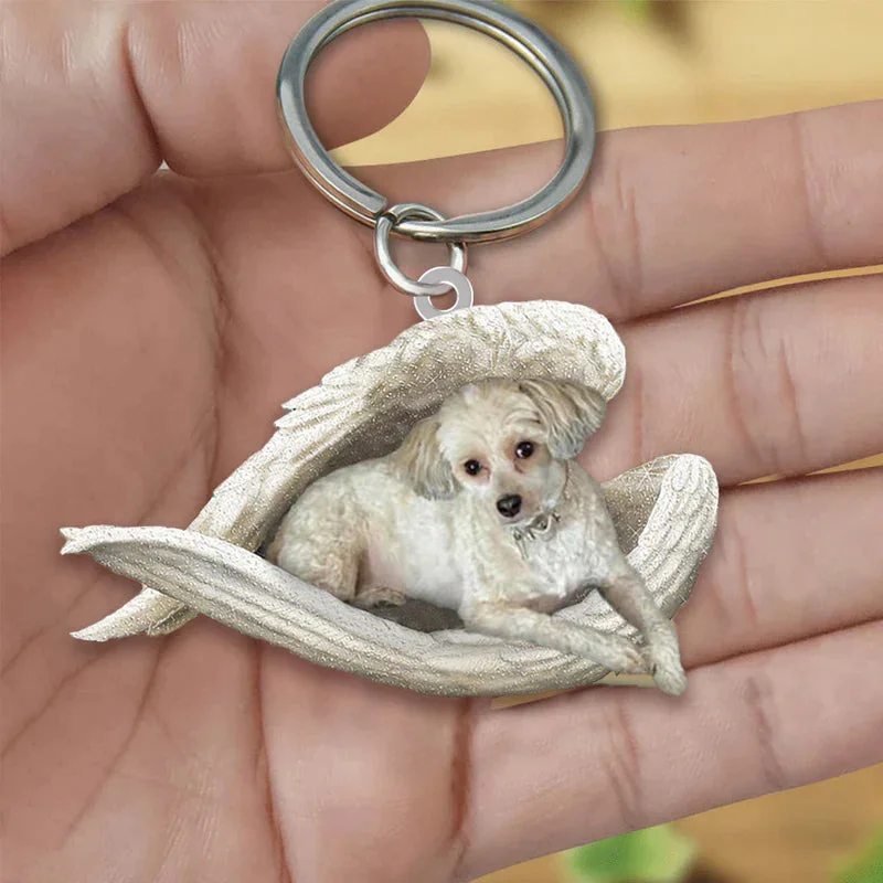 VigorDaily Sleeping Angel Acrylic Keychain Chinese Crested Powderpuff