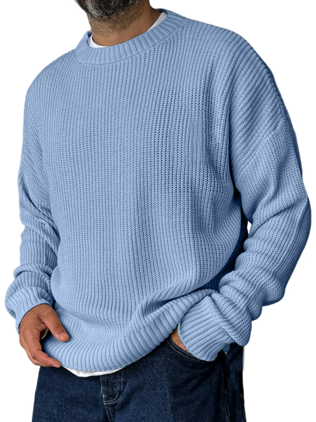 Men's Solid Color Comfortable Crew Neck Knitted Top