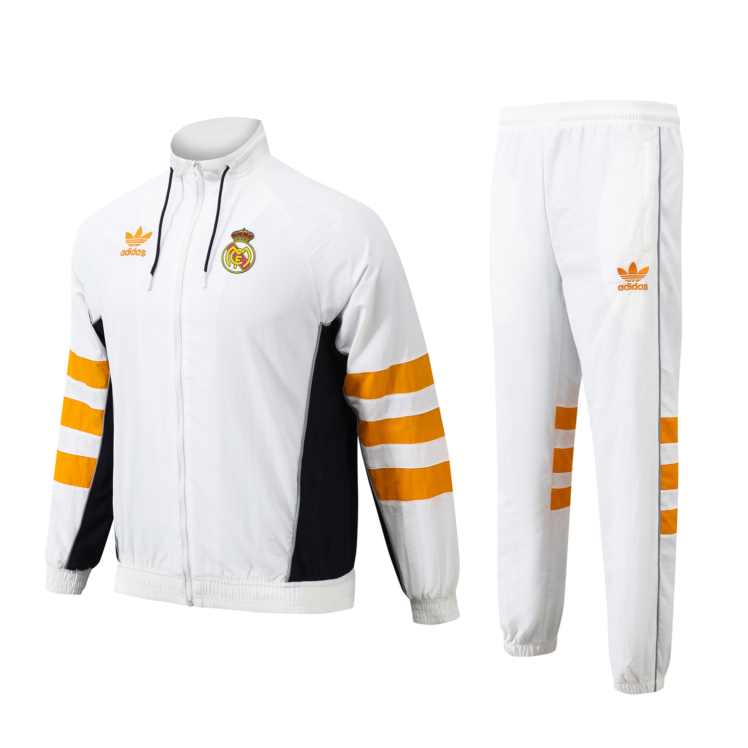 Real Madrid 24-25 Retro Style Player Windbreaker Jacket Suit - White & Orange