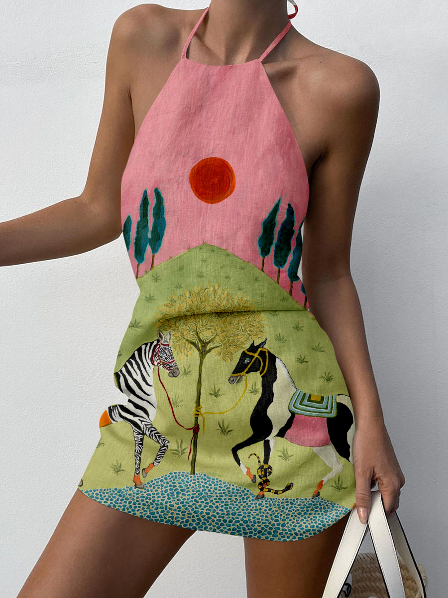 Pink Zebra Printed Slip Dress