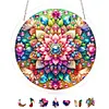 (18.5cm)DIY Acrylic Jigsaw Puzzle Window Hanging with Hanging Chain DIY Stained Glass Decoration Round Window Puzzle Decor for DIY Craft Project (Mandala)