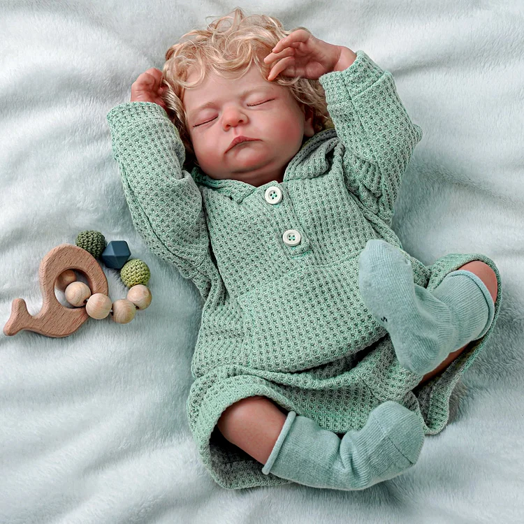Babeside Noah 20" Realistic Reborn Baby Dolls Lifelike Infant Sleeping Boy Adorable Winter Green Short Blonde Hair