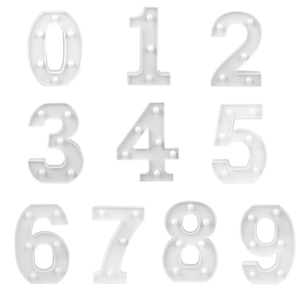 

3D White Number LED Light Marquee Sign Indoor Wall Hanging Night Lamp Decor, The number 0, 501 Original