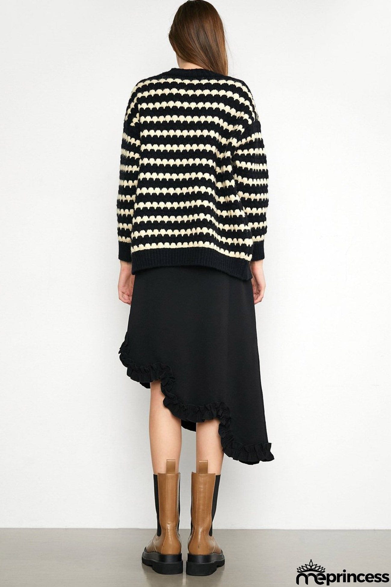 Black Striped Knitted Cardigan