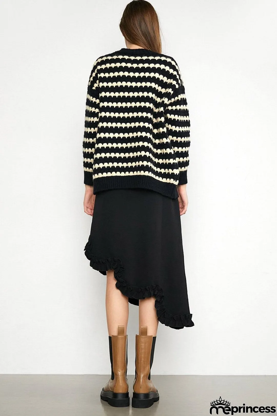 Black Striped Knitted Cardigan