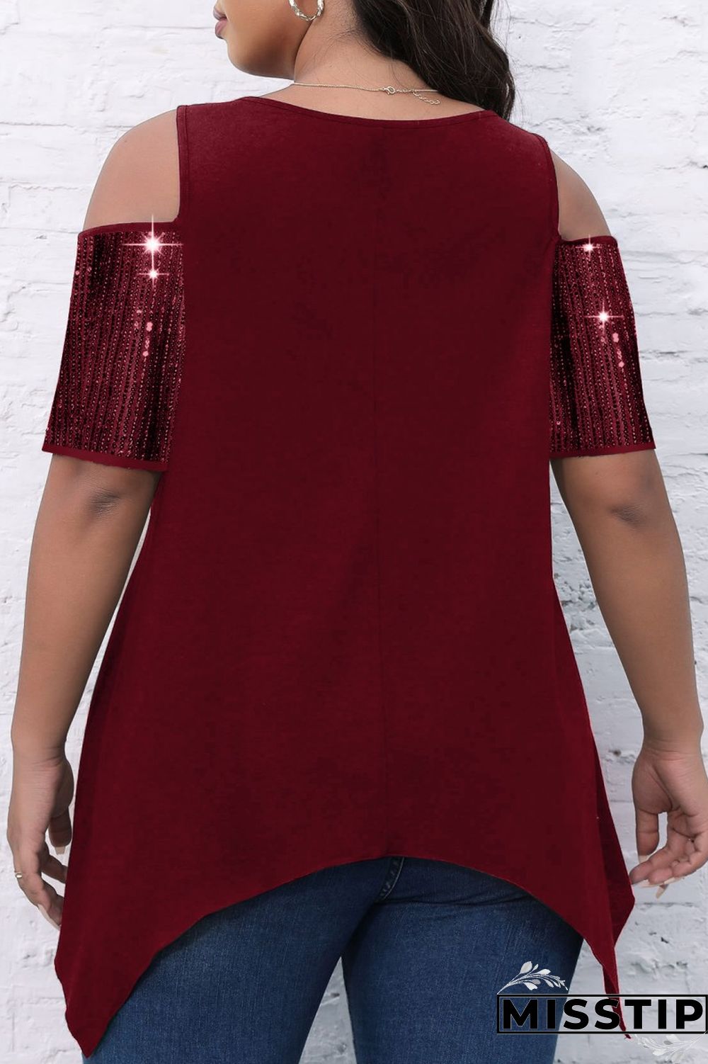 Black Casual Solid Hollowed Out Patchwork O Neck Plus Size Tops