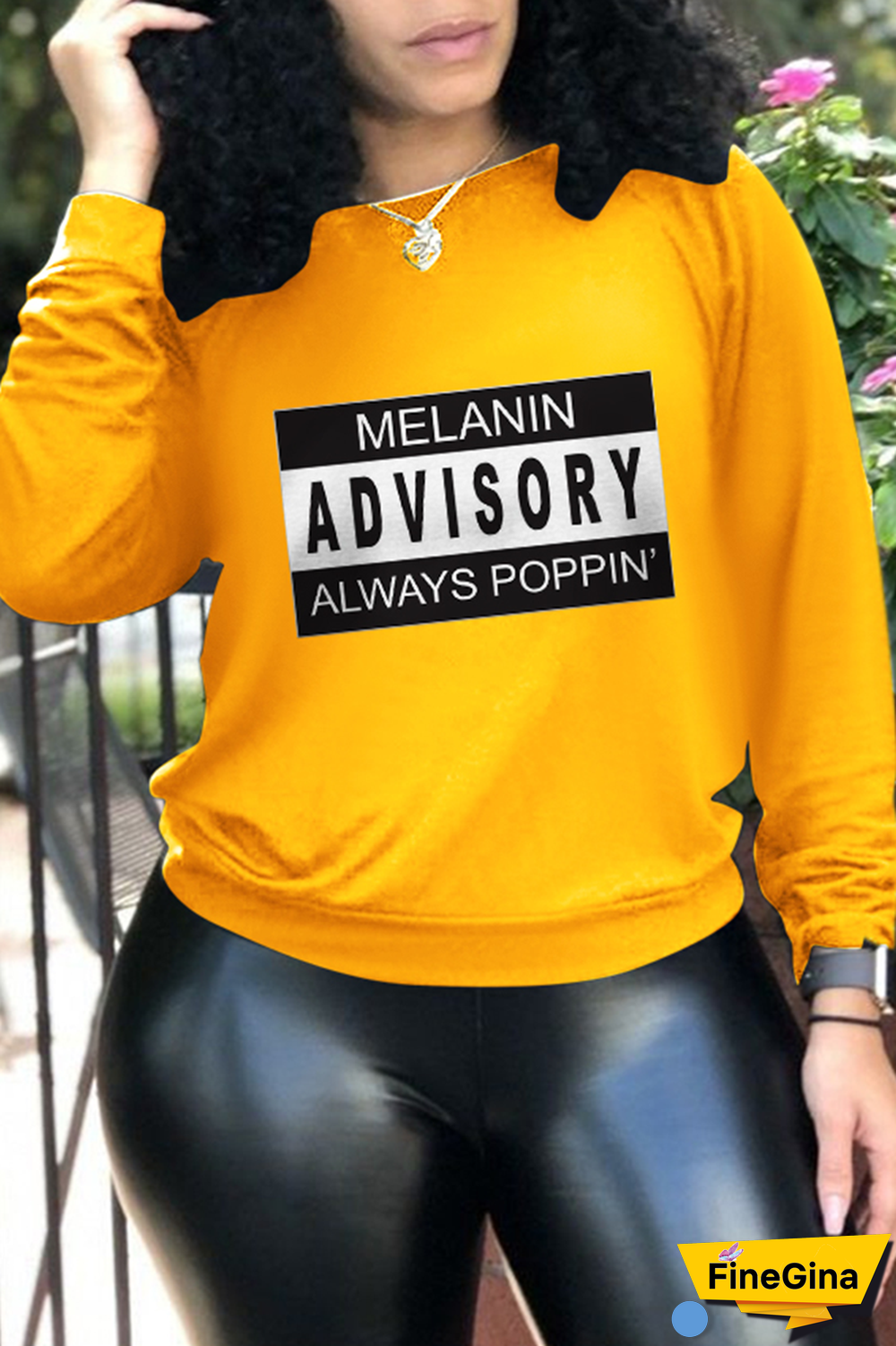 Yellow Casual Street Print Patchwork Letter O Neck Tops