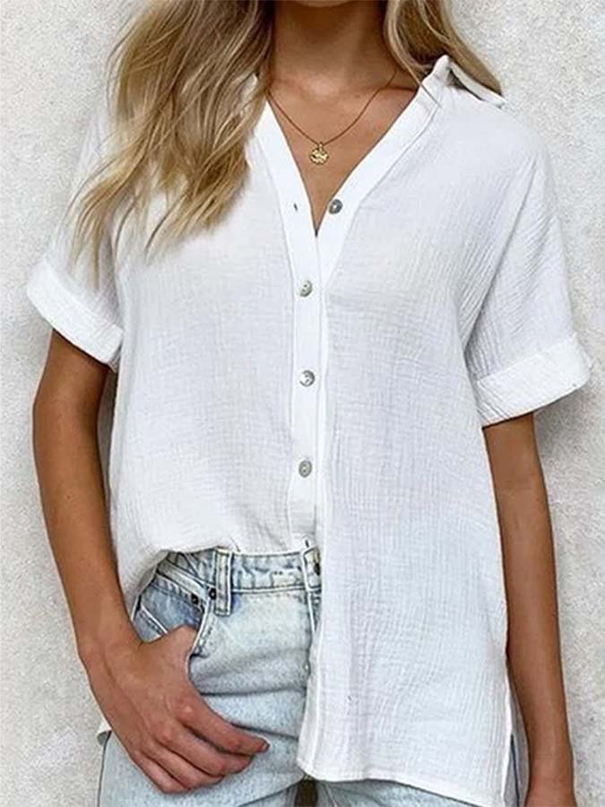 Women's V-Neck Casual Short Sleeve Shirt