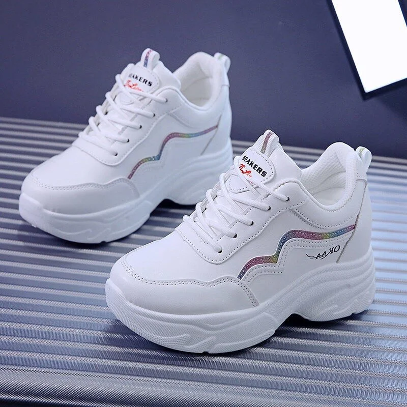 Sneakers women shoes breathable mesh sports casual shoes woman 2020 autumn solid lace-up wedges plaform shoes women sneakers