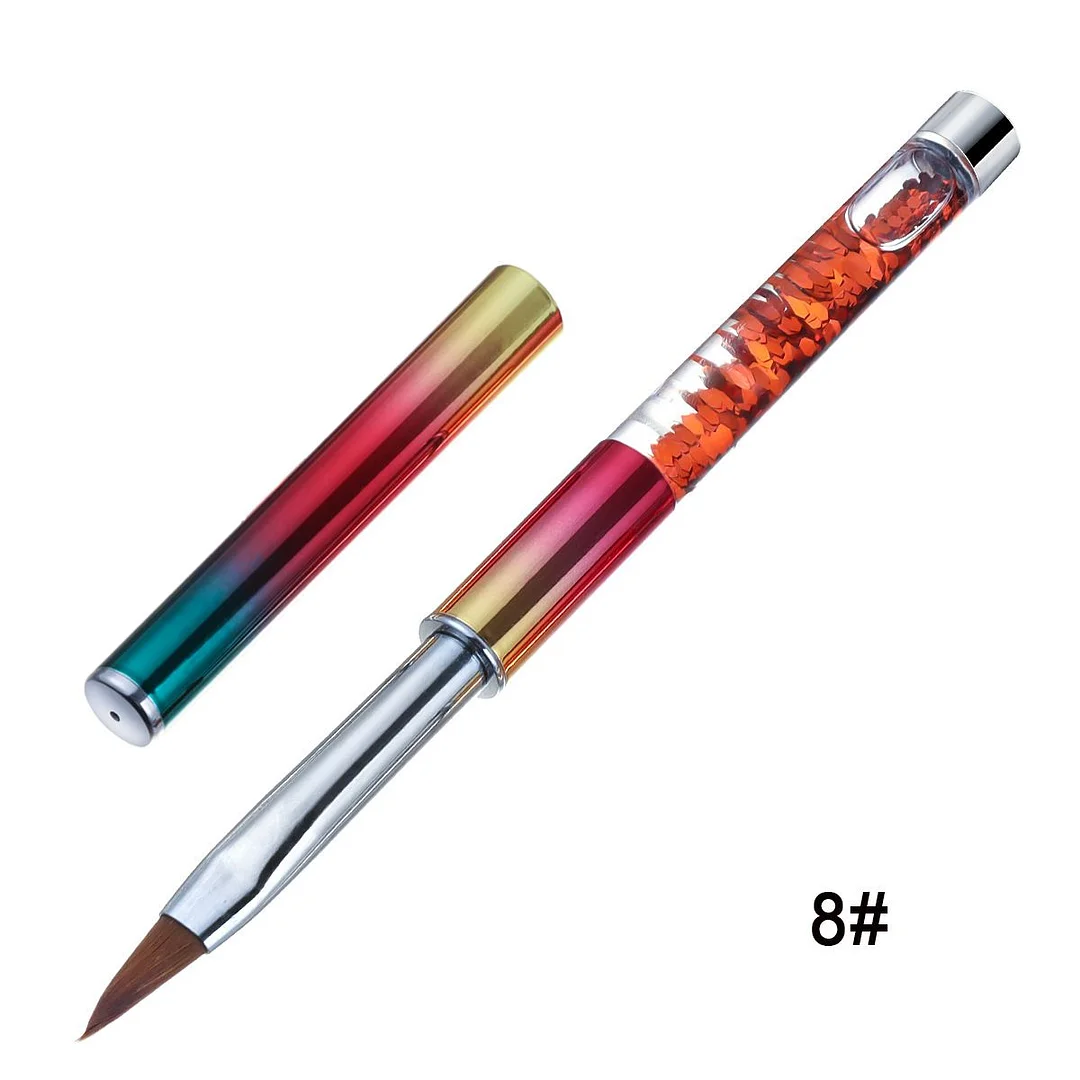 1PC Crystal Acrylic Nail Art Brush No 8/10/12/14 UV Gel Carving Pen Brush Liquid Powder DIY Nail Drawing Liquid Glitter Handle-Nail Inspo