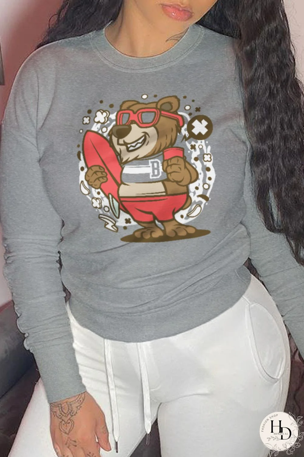 Black Fashion Street Character Patchwork O Neck Tops