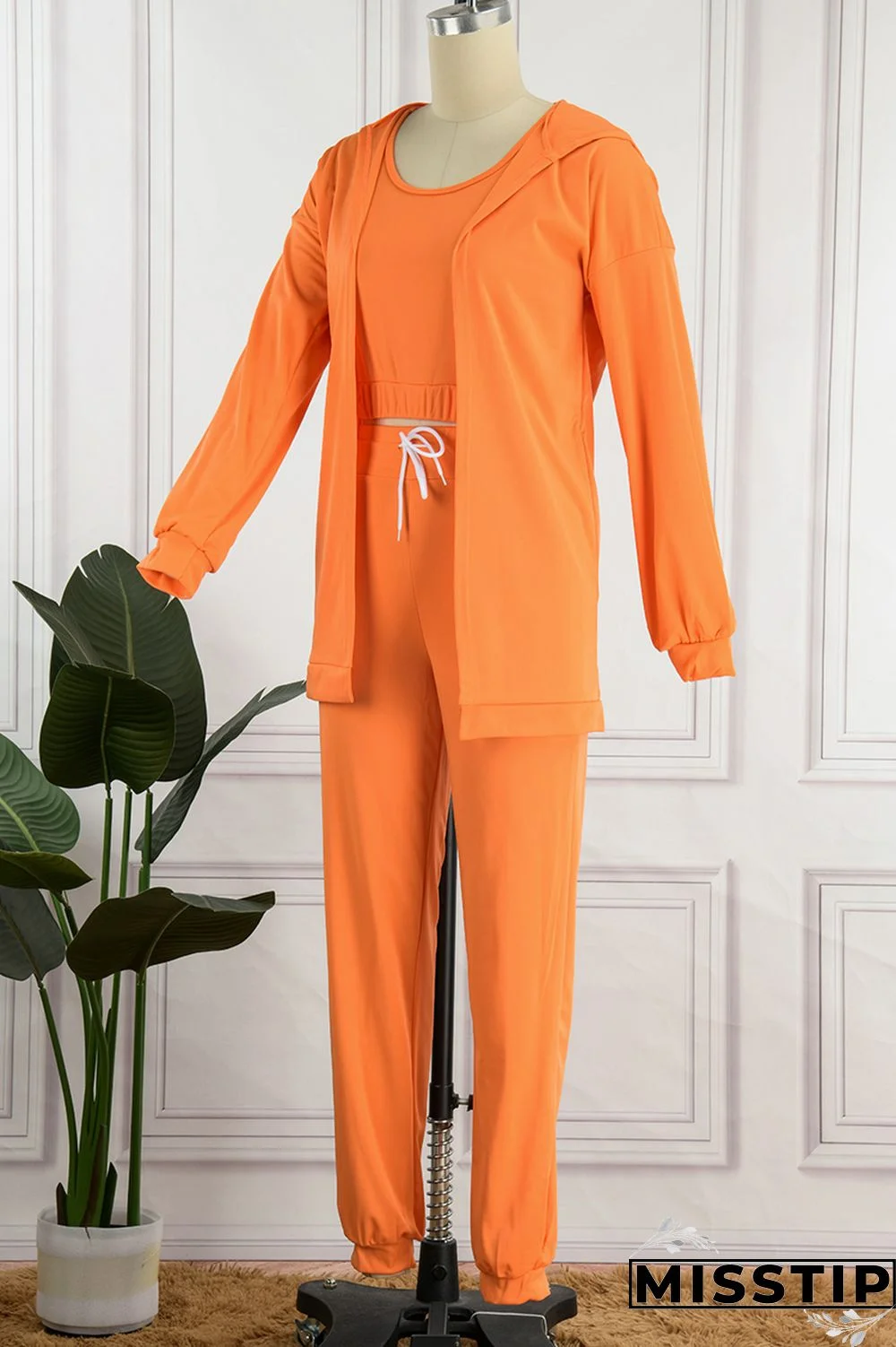 Blue Casual Solid Basic U Neck Long Sleeve Two Pieces