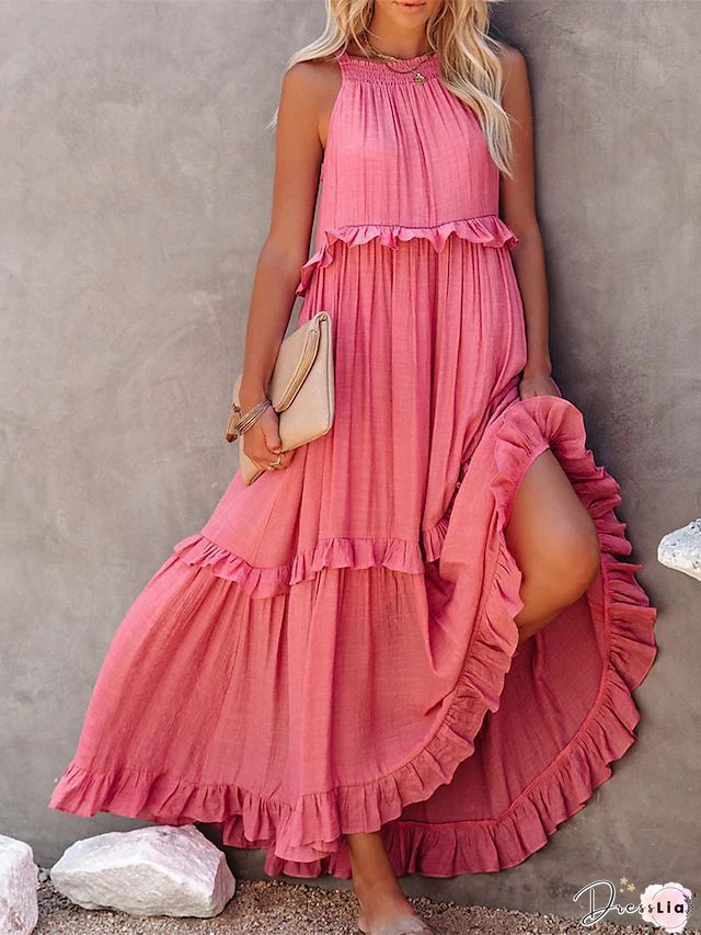 Elagant Big Swing Party Suspenders Dress