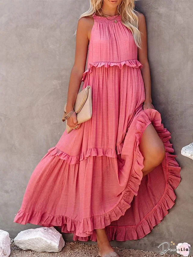 Elagant Big Swing Party Suspenders Dress