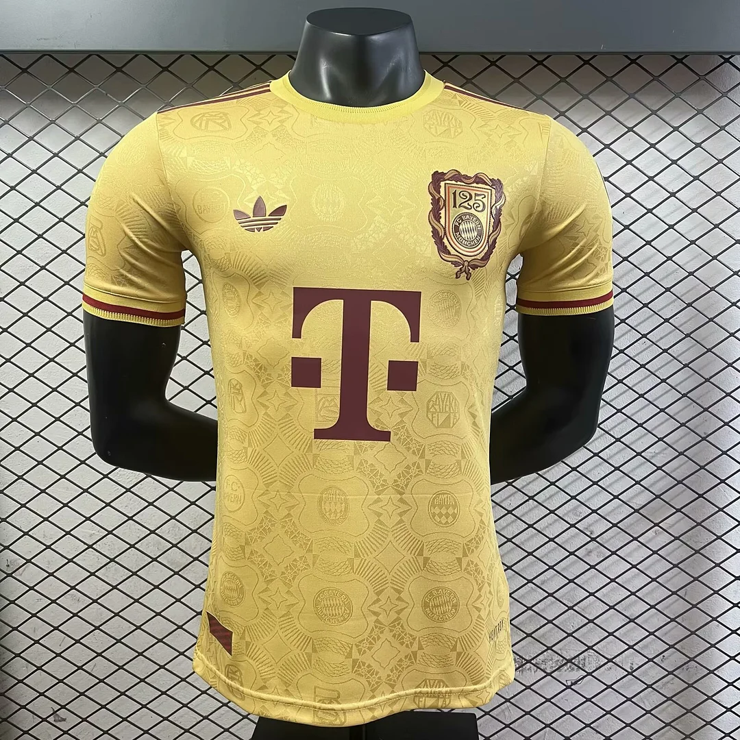 2025/26 Player Version Bayern Munich 125th Anniversary Special Edition Yellow Football Jersey 