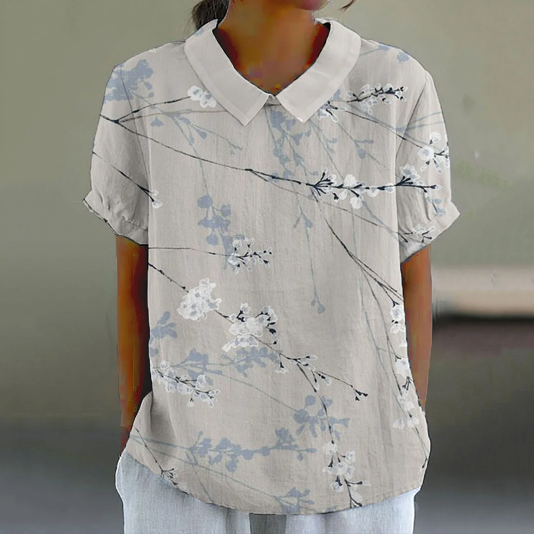 Vintage Floral Art Printed Casual Shirt