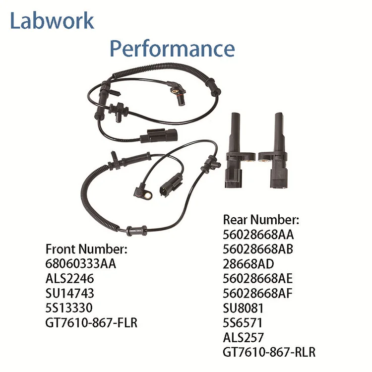 Silscvtt 4Pcs Wheel Speed Sensor 68060333AA Replacement for 2009-2012 1500 Pickup Front Rear Left Right