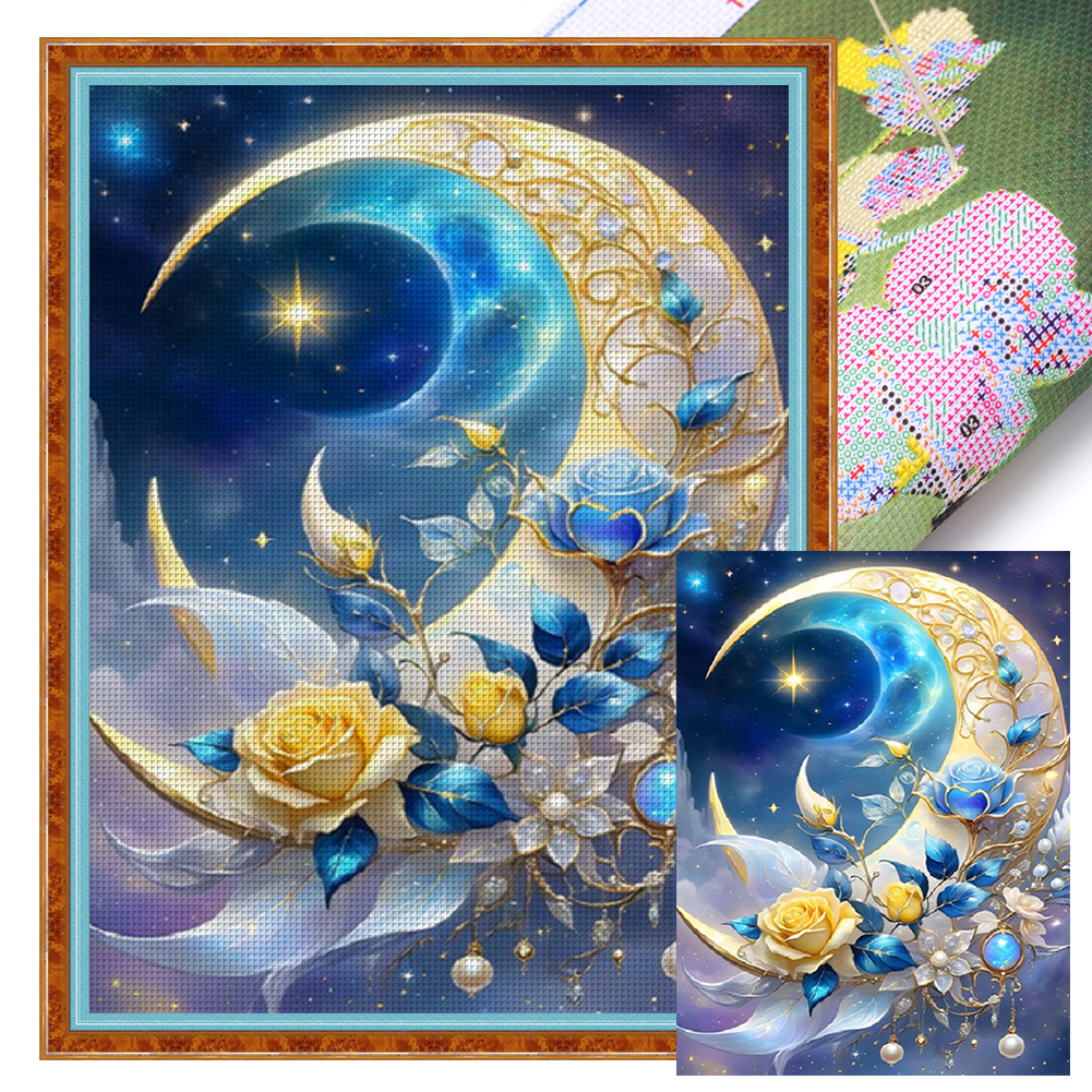 Flower Moon Full 11CT Pre-stamped Canvas(45*60cm) Cross Stitch