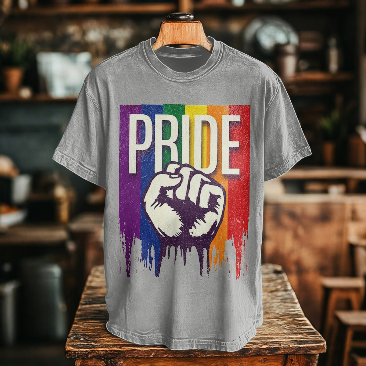 Comstylish Unisex Pride Pattern Washed Short Sleeved T Shirt