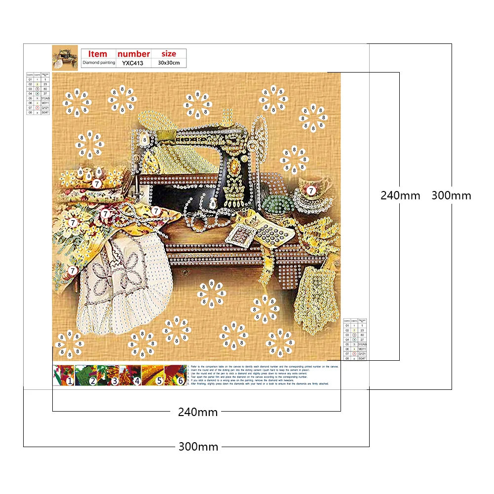 Diamond Painting - Partial Special Shaped Drill - Sewing Machine(Canvas|30*30cm)