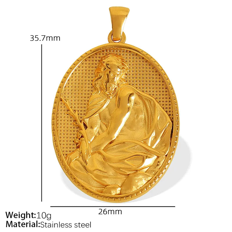 1 Piece 35.7*26mm Titanium Steel Human Virgin Mary Pendant